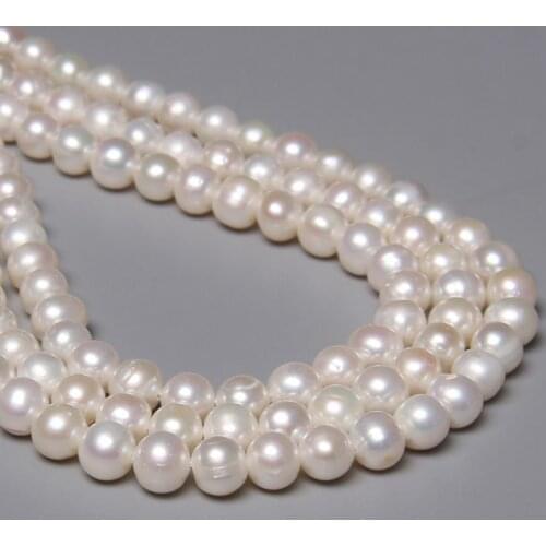 7-8mm Natural Freshwater Round White Pearls Beads High Grade 36cm Punch Loose Beads for Jewelry Making Women Necklace Bracelet