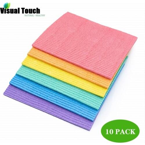 Dishcloth Cellulose Sponge Cloths - Bulk 5/10 Pack Of Eco-Friendly No Odor Reusable Cleaning Duster For Kitchen