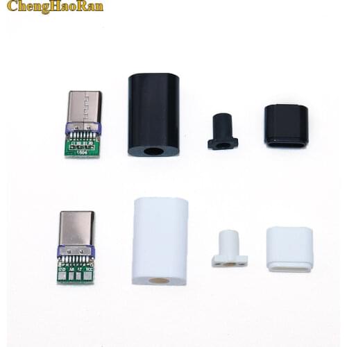 ChengHaoRan 2Set DIY USB 3.1 C-type Male Plug Welding Type Double-sided plug Type C Data and Charging Welded Wire Connector