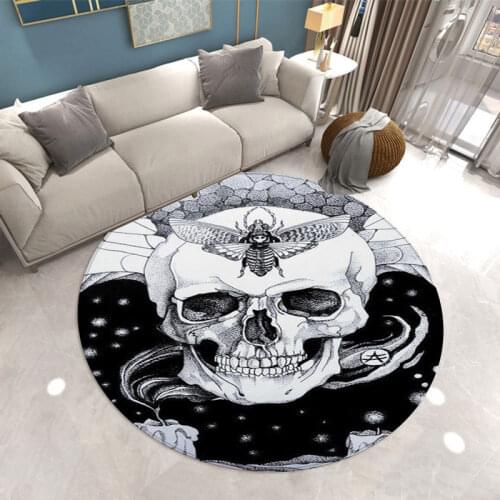 Halloween Skulls Living Room Area Rug Round 3D Carpets for Bedroom Boys Chair Mat Kids Play Game Rug Indoor Entrance Doormat