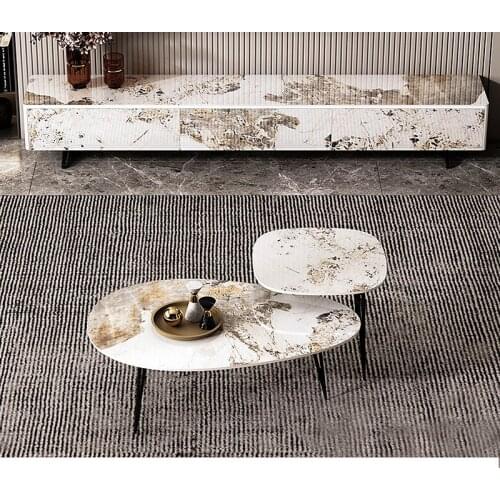 Glossy Coffee Table Personalized Creative Marble Coffee Table Postmodern New Sintered Stone Tea Table