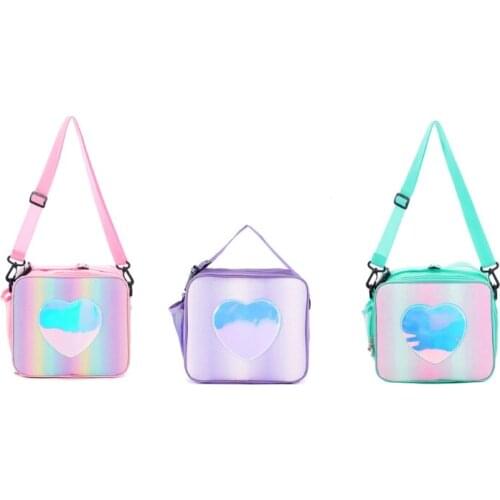 066F Holographic Lunch Bag Insulated Lunch Box Cooler Tote Bags Picnic Container