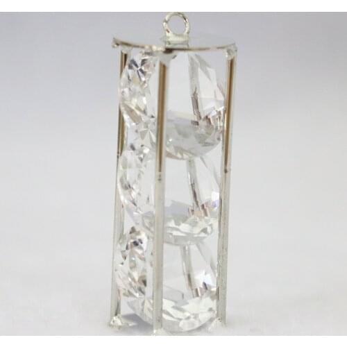 HOT crystal pendants copper silver-color arc cube cage 9x19mm 18x44mm 25x46mm women diy jewelry 2pcs B884