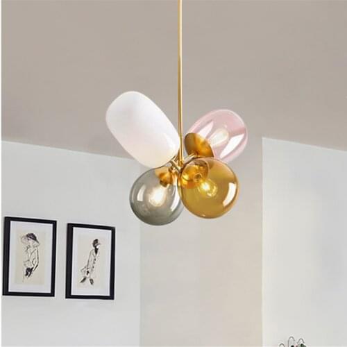 Best-selling Modern Creative Colorful Glass LED Chandelier For Home Decoration Childrens Room Bedroom Lamp Indoor Lighting