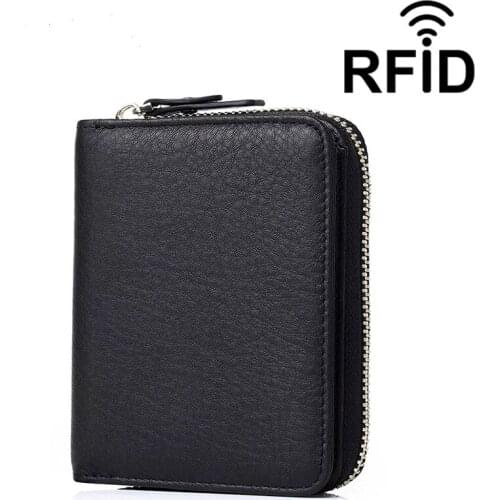 New Arrivals Genuine Leather Card Holders RFID Protecting Card Wallet Multi-function Women Purse Men Card Cases