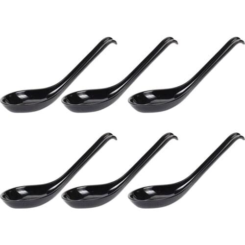 Soup Spoons,6 Pcs Japanese Style Spoons Creative Rice Spoons Chinese Asian Soup Spoons with Long Handle for Restaurants