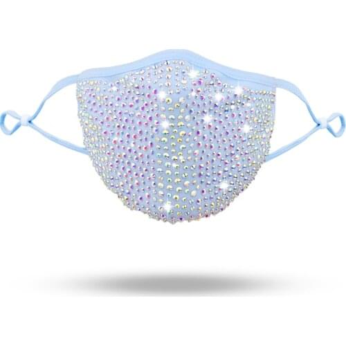 Womens Prom Bling Rhinestone Mask Reusable Washed Pure Cotton Female Accessories Halloween Carnival Cosplay Party