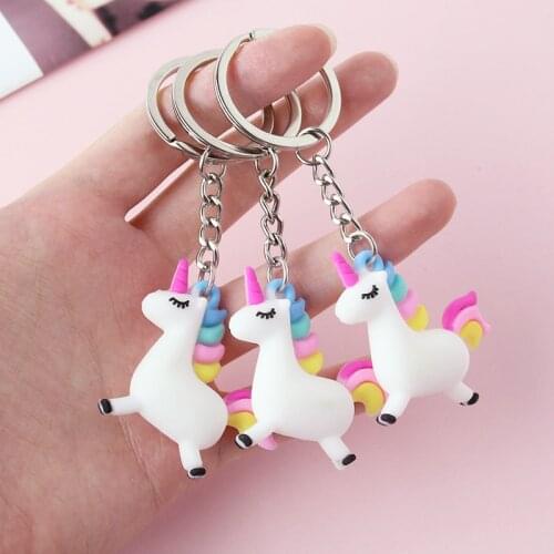 Cartoon Small Unicorn Pendant Key Pendant Plush Toys Keyring Girl Kids Gift Silicon Soft Toys