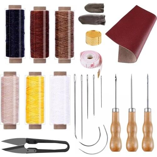 LMDZ Convenient Leather Craft Sewing Kit 22 Pieces Leather Sewing Repair Kit with Simple Method for Beginner-Leather Sewing Tool