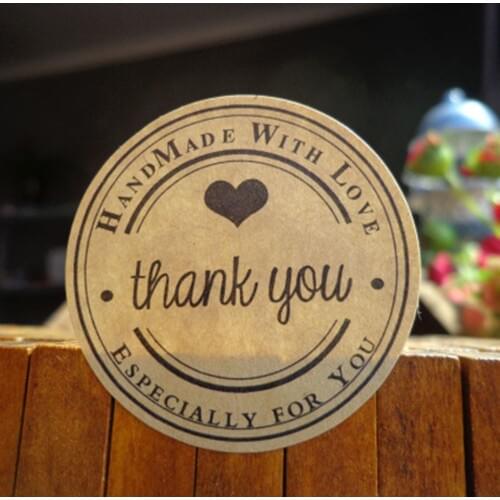 60 Pcs Hot Red Love Thank You Self-adhesive Stickers Gifts Custom Round Labels Paper Bag Kraft Label Thank You Stickers