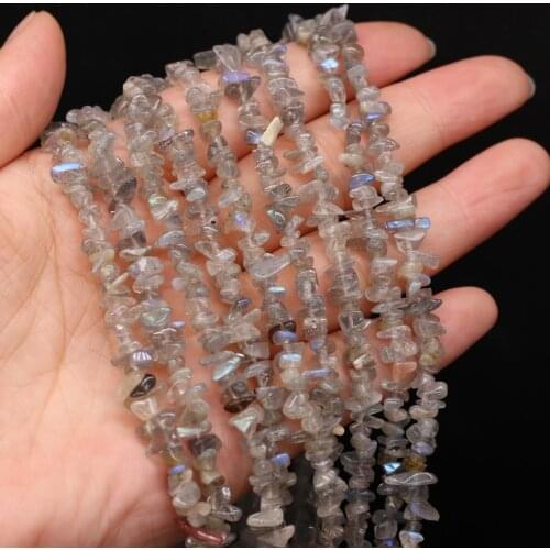 Natural Semi-precious Stone Unshaped Stone Flash Labradorite 3x5-4x6mm For DIY Necklace Earrings Accessories Gift Length 40cm