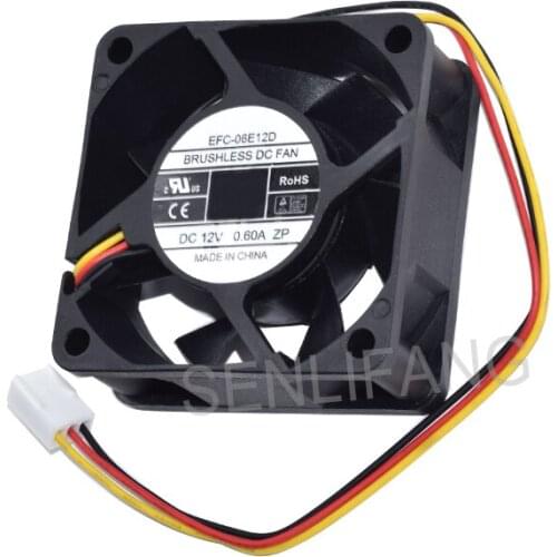Original EFC-06E12D 6025 60*60*25MM cold 6 12V 0.60A 3 wires square inverter fan