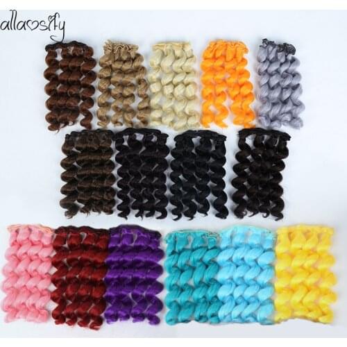 Allaosify 15cm*100CM BJD Wigs Black Gold Brown Silver Color Short Curly Hair For 1/3 1/4 1/6 Dolls DIY Hair For Dolls