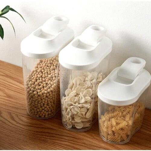 Plastic Cereal Dispenser Storage Box Kitchen Food Grain Rice Container Rice Grain Storage Box Can Sealed Organizer 1000/1500ml