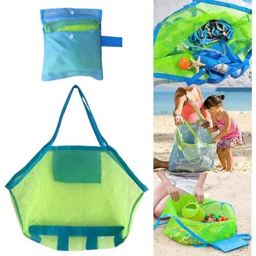Extra Large Mesh Beach Bag with Zipper & Pockets - Canvas Bottom Tote Children Sand Away Protable Mesh Bag Kids Beach Toys Hot