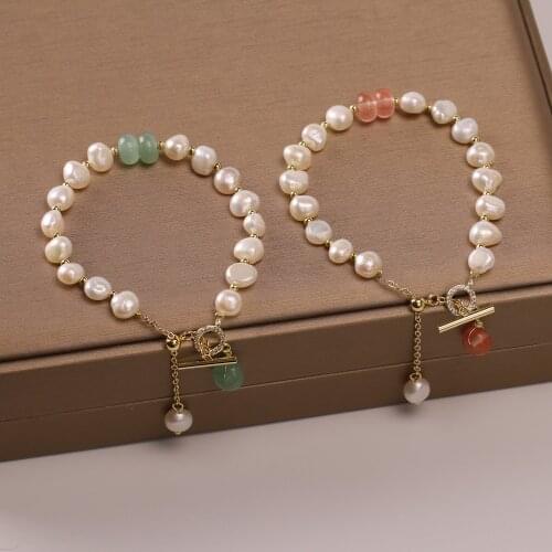 Vintage Freshwater Pearl Beads Charms Bracelet for Women Luxury 14K Gold Jewelry AAA Cubic Zircon Bracelet