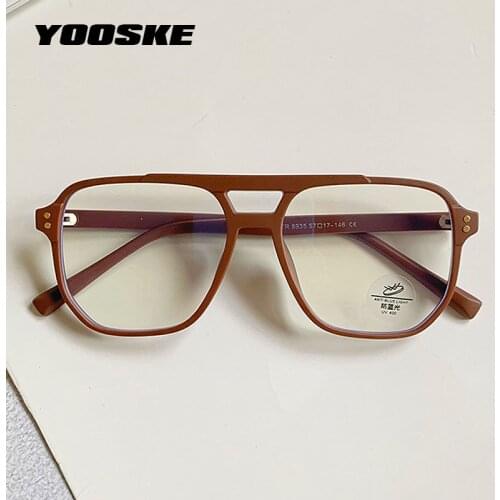 YOOSKE Anti Blue Light Glasses Frame for Women Computer Goggles Optical Frame Eyeglasses Men Double Bridges TR90 Clear Eyewear