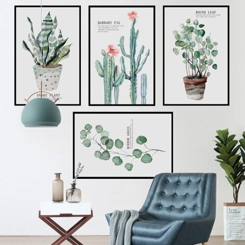 Nordic Style Green Plant Poster Wall Sticker DIY Creative Modular Painting for Living Room Picture Wallpaper Mural