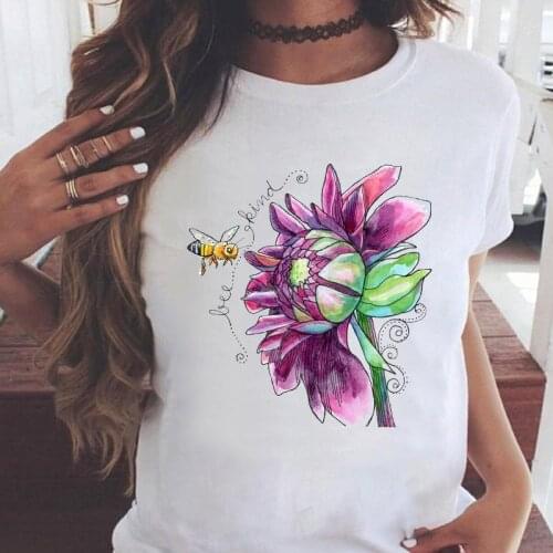 Women Graphic Watercolor Floral Flower 90s Clothing Cute Summer Casual Fashion Print Female Clothes Tops Tees Tshirt T-Shirt