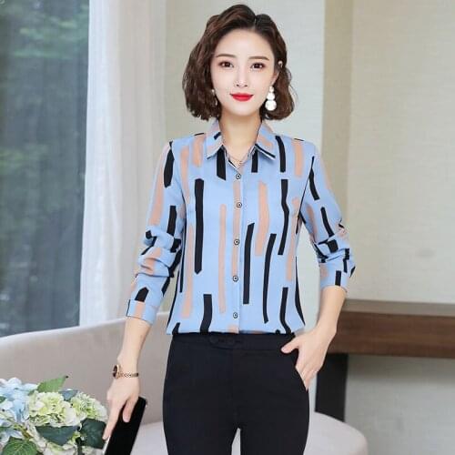 Spring Autumn Style Women Office Work Wear Blouses Shirts Lady Slim Long Sleeve Striped Printed Blusas Tops ZZ0327