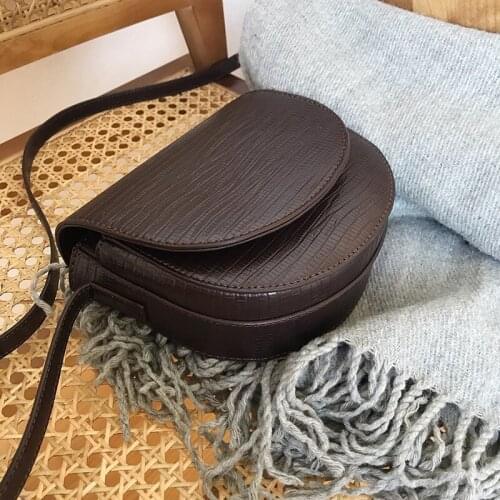 Lady Purses Small Messenger Semicircle Saddle Bag Vintage Lizard Grain Leather Shoulder Crossbody Bags for Women Quality Handbag