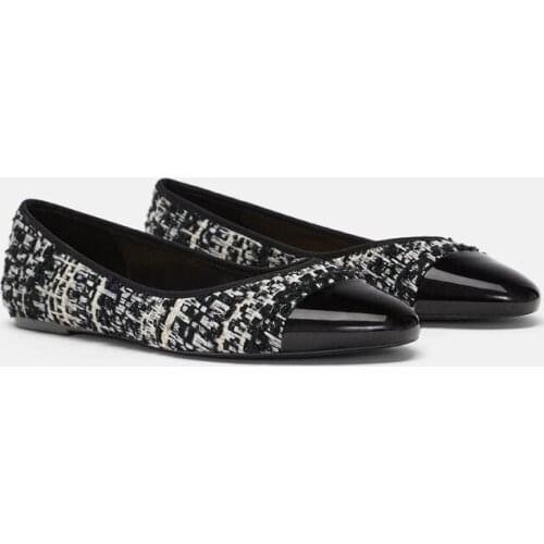 2021 Autumn Ballet Flats Shoes Women Pointed All-match Four Seasons Scoop Shoes Mixed Colors Shallow Retro Single Shoes Woman