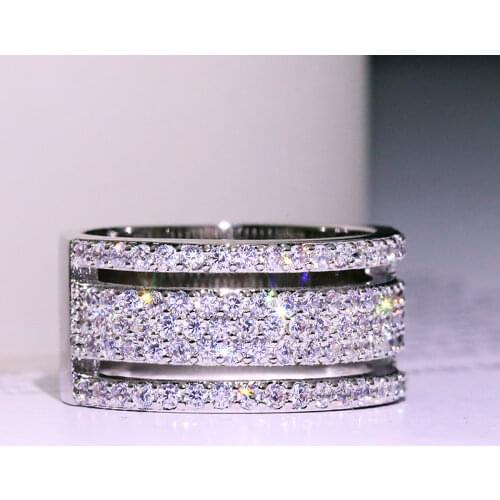 3 Layer CZ Brand Fashion 925 Sterling Silver Jewelry Cubic Zircon Crystal Engagement Wedding Rings for Women Anillo Bijoux