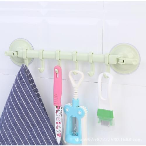 1pc Plastic Suction Cup Kitchen Hanger Organizer Bath Clothes Towel Bathroom Hook Cooking Tool Flexible Storage Rack Shelf