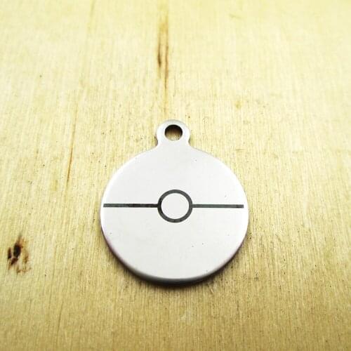 10pcs/lot-Poke Ball stainless steel charms Laser Engraved Customized DIY Charms Pendants