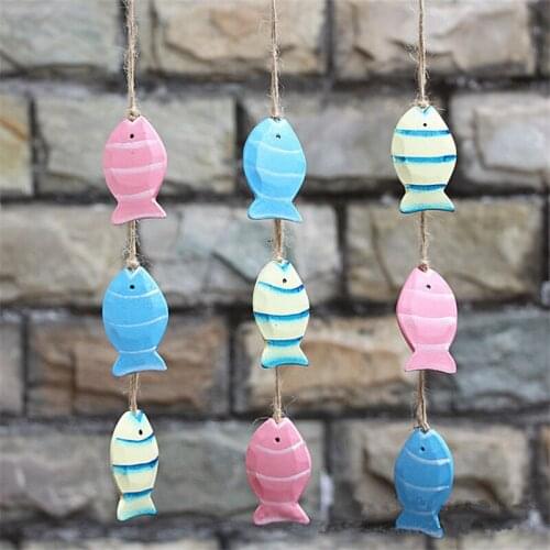 10pcs Nautical Wood Starfish Hung Fish Nursery Decor Hang Adorn Crafts Fish/decorated Marine Pendant DIY Kid Room Nordic Style