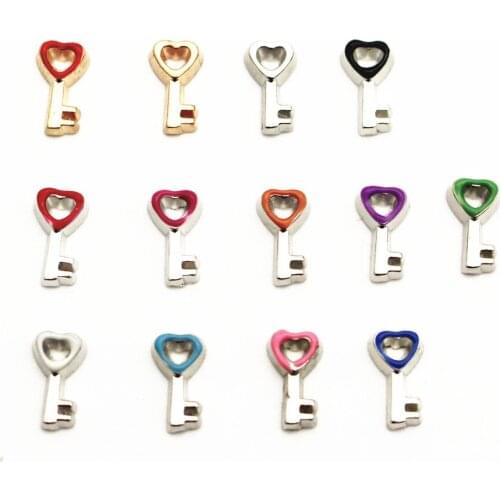 20Pcs/Lot Mixed Color Key Floating Charms Hand-made DIY for Glass Lockets