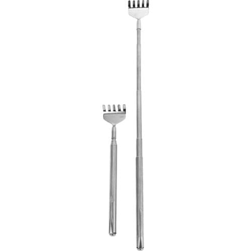 2x Telescopic Stainless Steel Back Scratcher with Pocket Clip