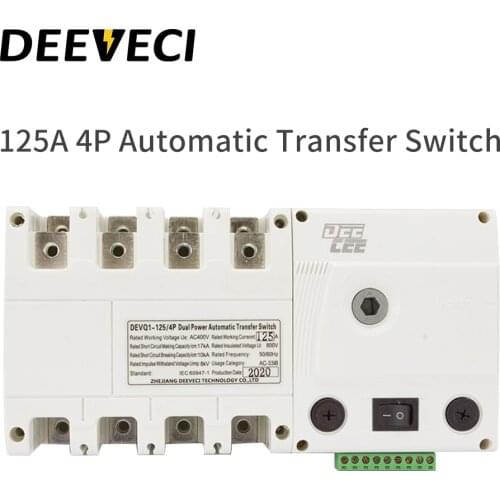 ATS 100A 125A 4P 220V Low voltage Dual power Automatic Transfer Switch Generator Transfer PC Class Automatic Changeover switch
