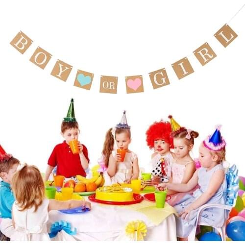 Gender Reveal Girl Or Boy Banners Balloon Baby Shower Balloons Birthday Party Decorations Kids Favor Supplies Hanging Flags