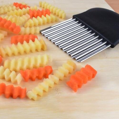 Household Stainless Steel Potato Chip Slicer Vegetable And Fruit Wave Slicing Knife Chopper French Fries Machine Kitchen Tool