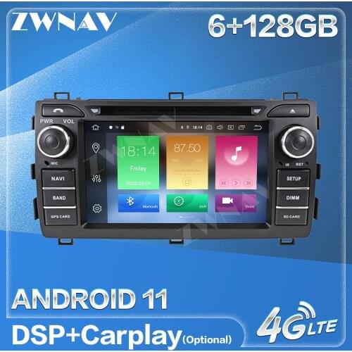 Carplay 6+128G Android 11 Radio Receiver For Toyota Auris 2013 2014 2015 Car GPS Multimedia Audio Stereo Video Player Head Unit