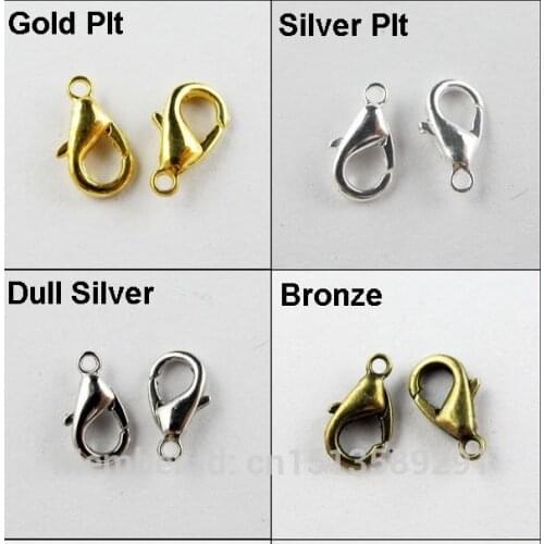 Factory Price popular 50Pcs/pack Lobster Parrot Clasp Gold Silver Bronze Nickel Plated 6x10mm For Jewelry Making Craft DIY