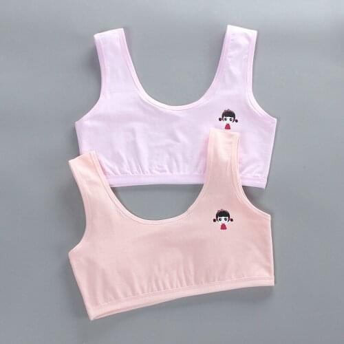 Girls bra development cotton double-layer junior high school students cartoon vest-type 7-14 years old children