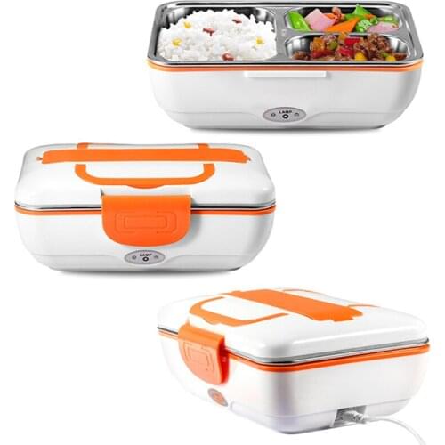 220V 12V 24V 3 IN 1 Heated Electric Lunch Box Rice Food Warmer Container Car Home Heating Bento Box with Spoon Chopsticks Set