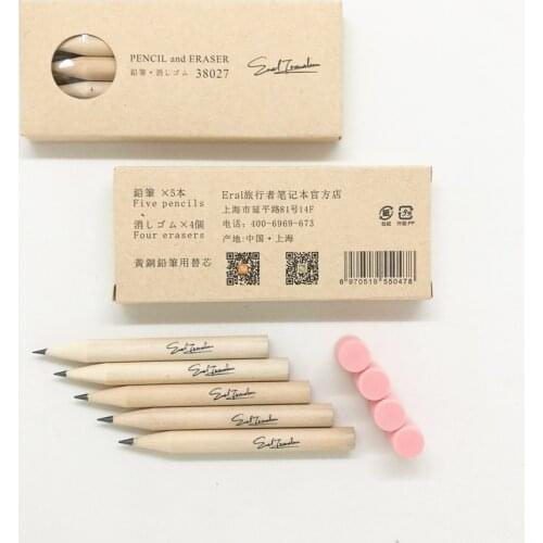 Fromthenon Travelers Brass Pencils Replacement Five Pencils and Four Erasers In Packs Accessory Standby Cute School Supplies