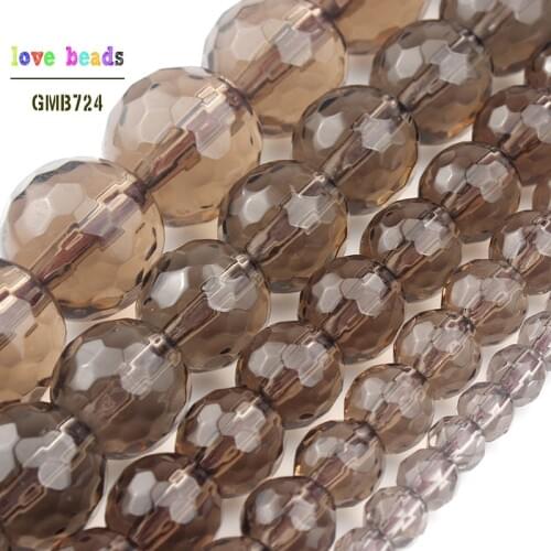 Faceted smoky quartzs transparent glitter glass crystal beads jewelry making round loose beads Diy bracelet necklace jewelry