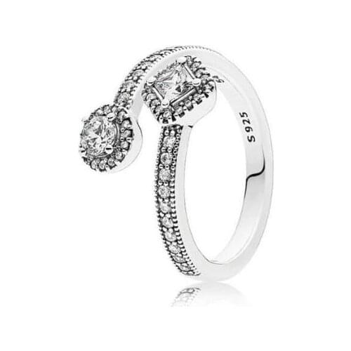 Free Shipping Real 925 Sterling Silver Ring Openwork Elegant Stone Inlaid Twist Arm Ring For Women Gift Banquet Jewelry