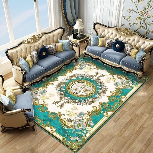 European Palace Style Carpet Flowers Printed Soft Carpets For Living Room Anti-slip Rug Floor Mat Home Decor Tapis