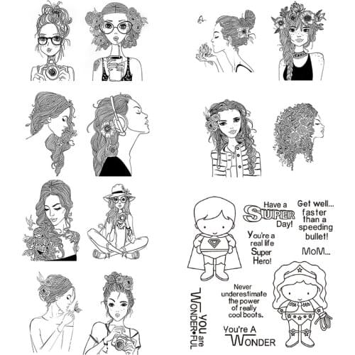 Beauty/fashion/girls Clear Stamps For Scrapbook DIY Photo Cards Account Rubber Stamp Finished Transparent Chapter Size 11x16cm