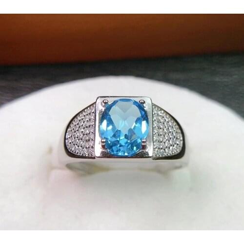 Men Ring New Coming 100% Real And Natural Topaz Ring Man ring 925 sterling silver Man Ring Fine handworked jewelry