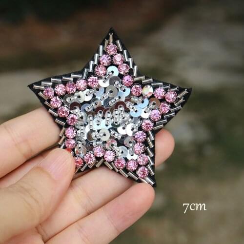 Fashion star beaded embroidered Patches for Clothing sew on rhinestone parches flower Appliques Decoration Badge parche