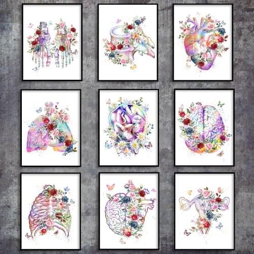 Flower Foot Bone Anatomy Wall Art Canvas Painting Nordic Posters And Prints Wall Pictures For Doctor Office Decor