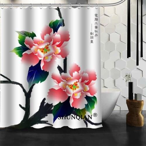 New arrival flower Shower Curtain High Quality Bath screens Modern Polyester Fabric Customized bath curtain