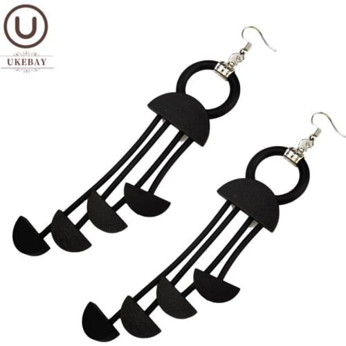 UKEBAY New Semicircle Drop Earrings Long Earrings Women Wood Earring Jewelry Big Eardrop Ear Accessories Birthday Gift 5 Colors