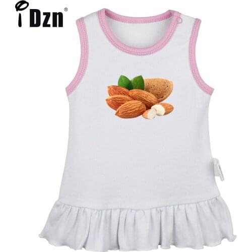 NEW Summer Cute Baby Girls Sleeveless Dress Newborn Funny Nut Cacao Almond Pleated Dress Infant Clothes Soft Cotton Vest Dresses